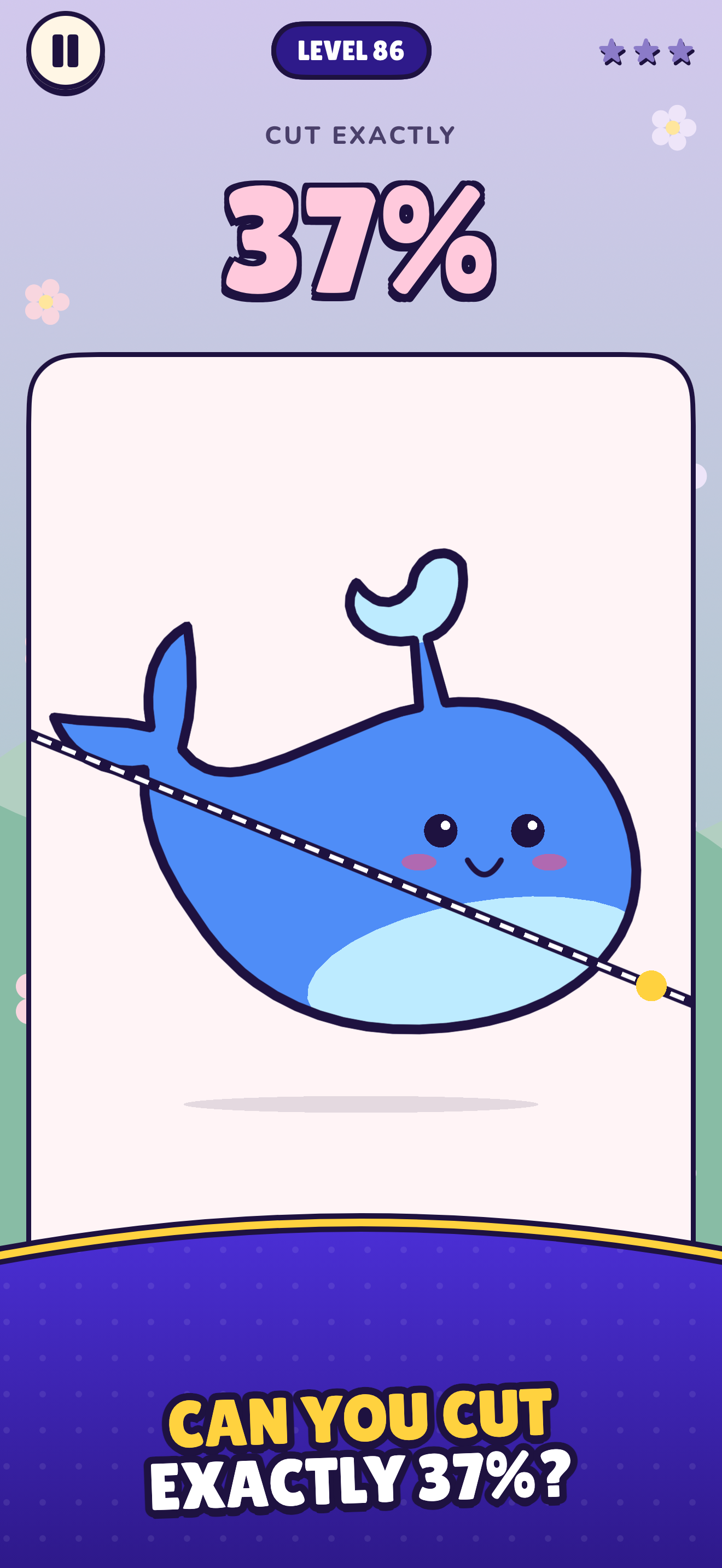 A blue whale shape being sliced to match a 37 percent target